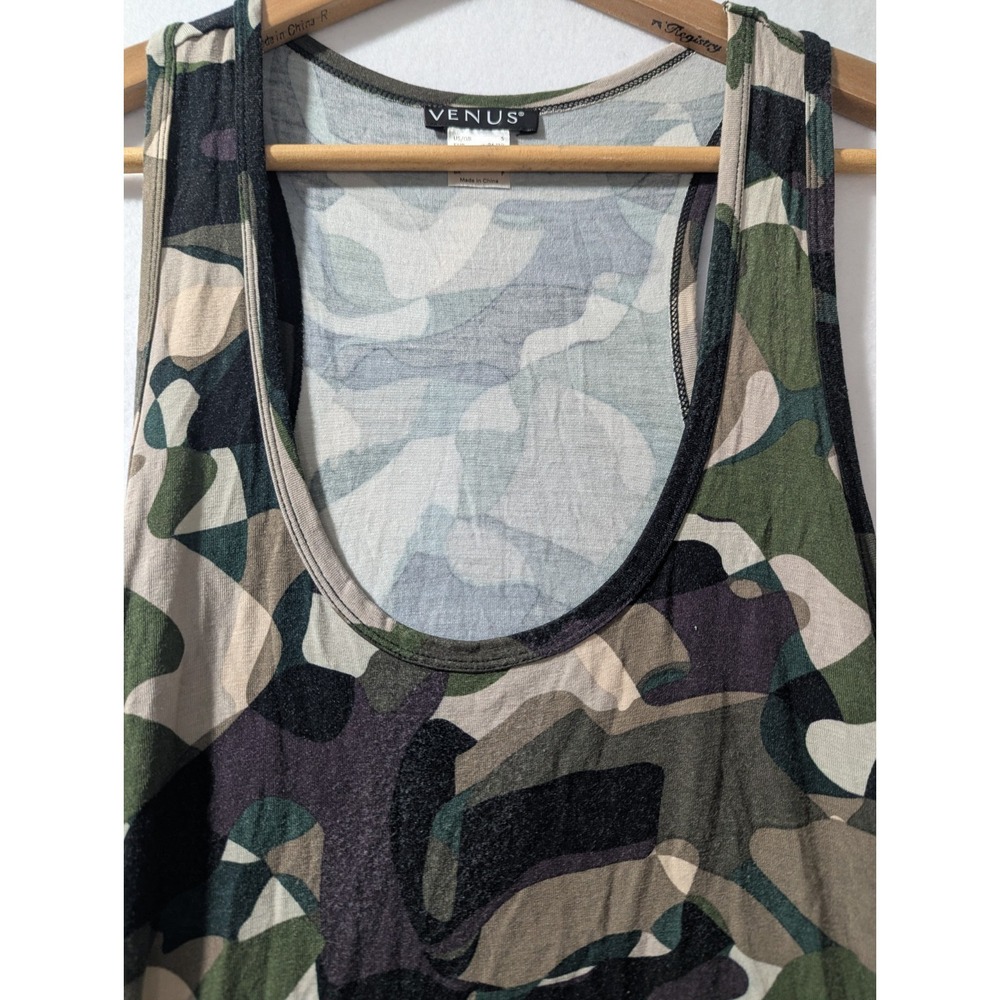 Venus‎ Camo Ruched Tank Dress Small Bodycon Sleeveless Midi Army Print - Picture 4 of 8